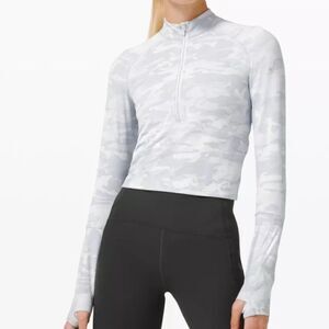 LULULEMON Long Sleeve Women’s Size 4 Pace Pursuit 1/2 Zip Camo